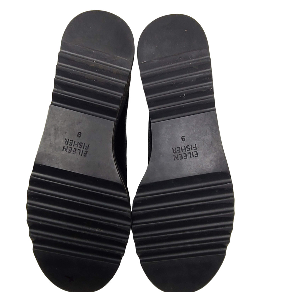 EILEEN FISHER Zola Black Pebbled Leather Platform Wedge Oxford Women's 9 - Picture 10 of 13